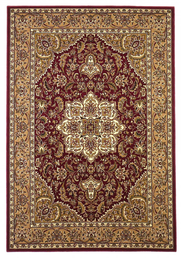 Homeroots 9' X 13'  Polypropylene Red Or  Beige Area Rug  Polypropylene 350467