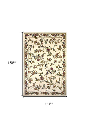 Homeroots 10' X 13' Ivory Machine Woven Floral Vines Indoor Area Rug  Polypropylene 350470