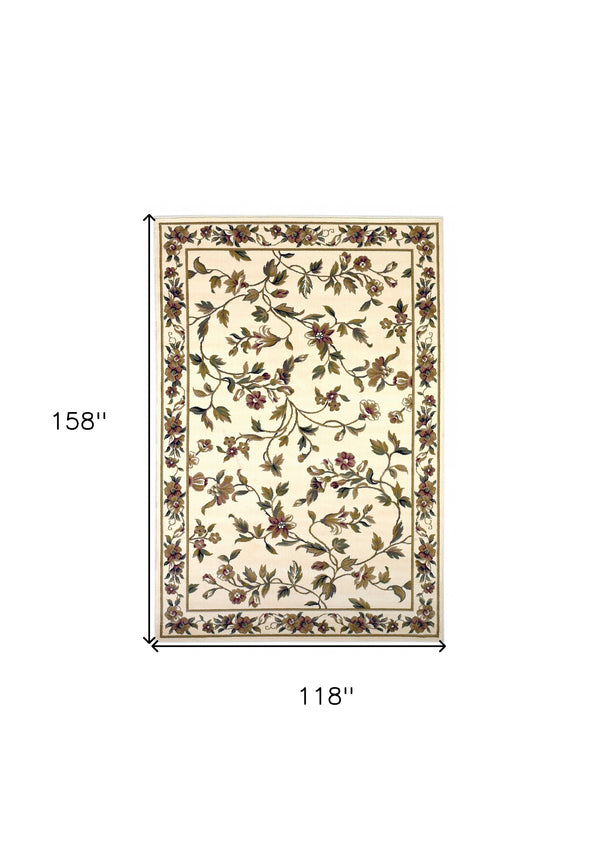 Homeroots 10' X 13' Ivory Machine Woven Floral Vines Indoor Area Rug  Polypropylene 350470