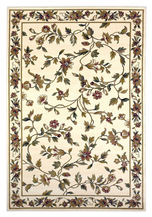 Homeroots 10' X 13' Ivory Machine Woven Floral Vines Indoor Area Rug  Polypropylene 350470