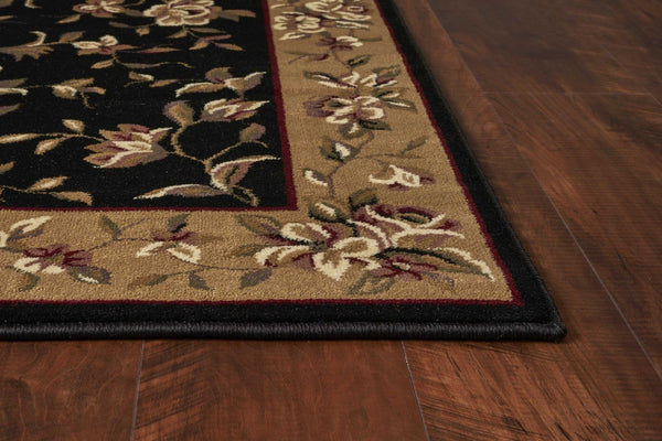 HomeRoots 9' Timeless Floral Vines Area Rug in Tan, Black, and Beige – Cozy, Durable, and Elegant Decor Choice 9' X 13' 350472