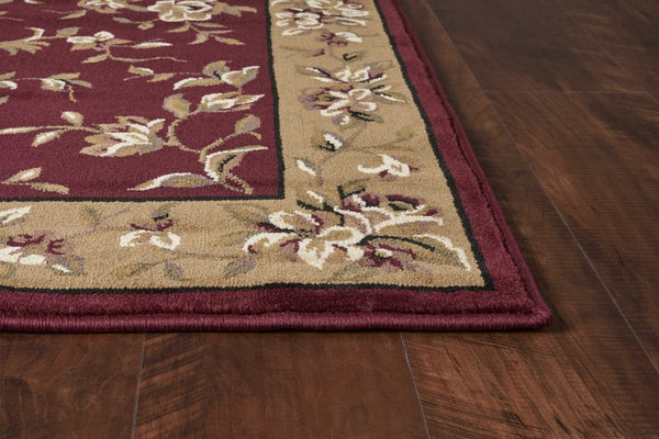 HomeRoots 10' Traditional Red and Beige Floral Vines Area Rug for Living Rooms - Durable, Elegant Design 10" x 13" 350473