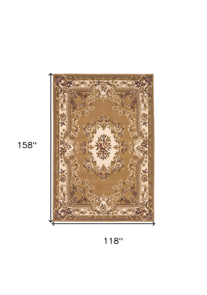 Homeroots 9' X 13' Beige And Ivory Area Rug  Polypropylene 350477