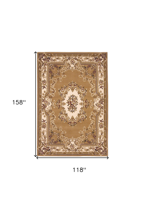 Homeroots 9' X 13' Beige And Ivory Area Rug  Polypropylene 350477