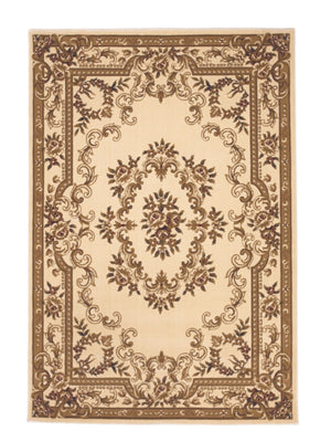 HomeRoots 8' Timeless Beige and Brown Floral Medallion Area Rug - Durable, Elegant, Perfect for High Traffic Areas 9' X 13' 350479