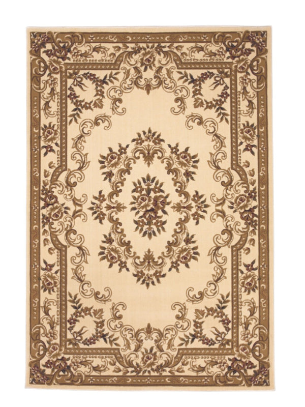 HomeRoots 8' Timeless Beige and Brown Floral Medallion Area Rug - Durable, Elegant, Perfect for High Traffic Areas 9' X 13' 350479