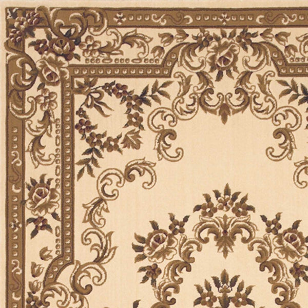 HomeRoots 8' Timeless Beige and Brown Floral Medallion Area Rug - Durable, Elegant, Perfect for High Traffic Areas 9' X 13' 350479