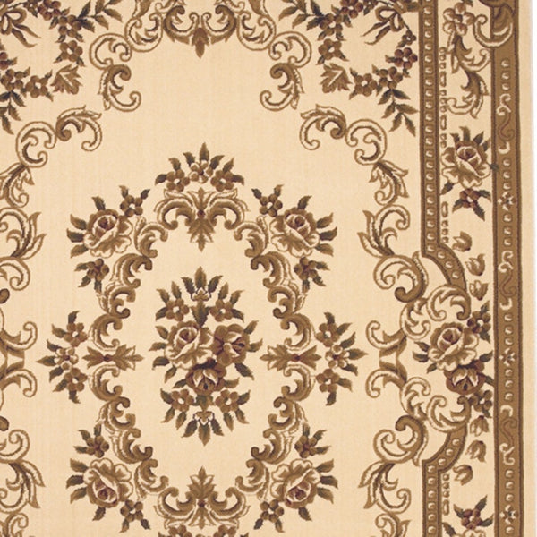 HomeRoots 8' Timeless Beige and Brown Floral Medallion Area Rug - Durable, Elegant, Perfect for High Traffic Areas 9' X 13' 350479
