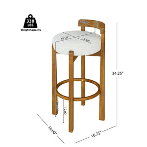 English Elm Christopher Knight Home® - Elise Elegant Wooden Low Back Barstool Set of 2 with Padded Fabric Seats, Compact Durable Design Ivory,Walnut N775P277433I