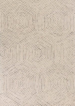 Homeroots 9' X 12' Sand Beige Wool Geometric Hand Tufted Area Rug  Wool 350502