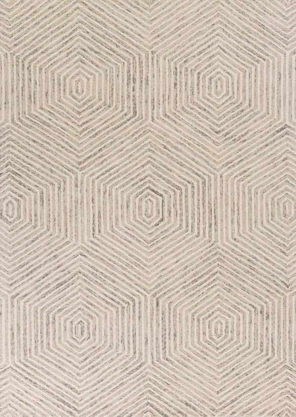 Homeroots 9' X 12' Sand Beige Wool Geometric Hand Tufted Area Rug  Wool 350502