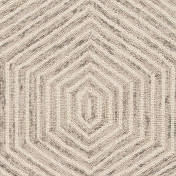HomeRoots 9' Sand Beige Wool Geometric Hand-Tufted Area Rug for Modern Elegance in Living Spaces & Bedrooms 9' X 12' 350502
