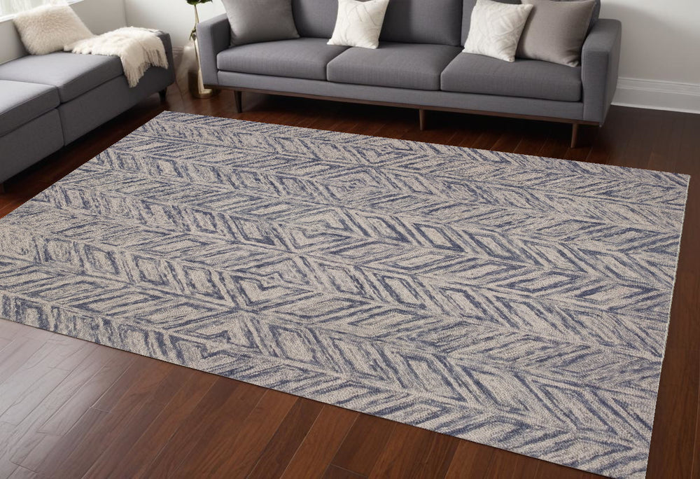 Homeroots 9' X 12' Blue Wool Hand Tufted Area Rug  Wool 350503