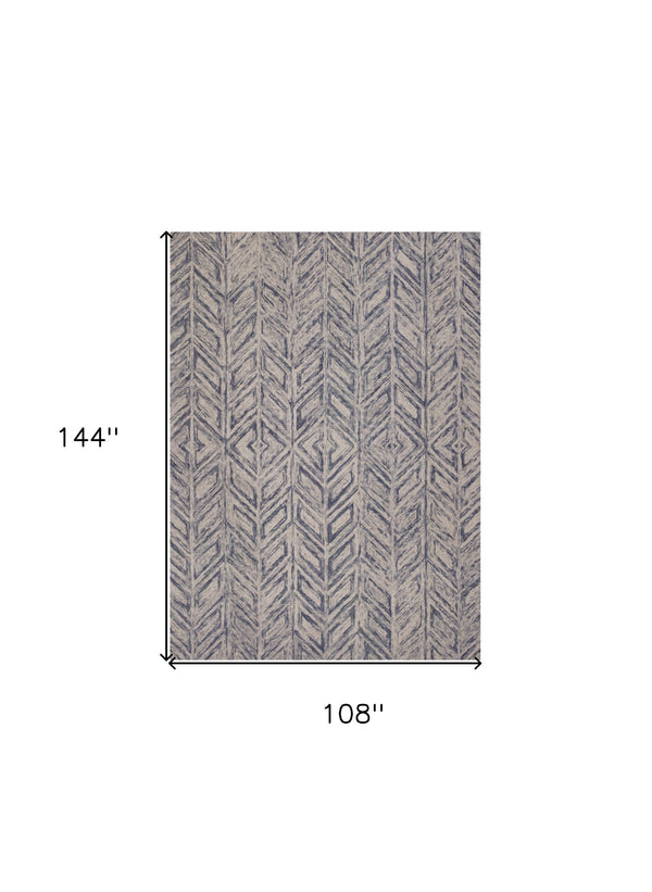 Homeroots 9' X 12' Blue Wool Hand Tufted Area Rug  Wool 350503