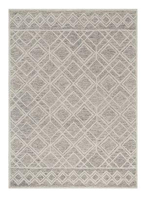 Homeroots 9' X 12' Sand Beige Hand Tufted Diamond Pattern Indoor Area Rug  Wool 350504