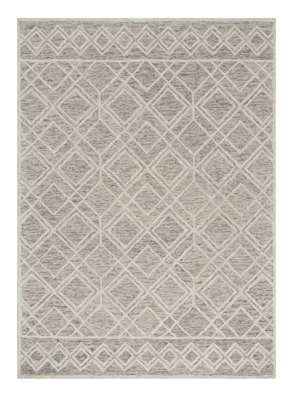 Homeroots 9' X 12' Sand Beige Hand Tufted Diamond Pattern Indoor Area Rug  Wool 350504