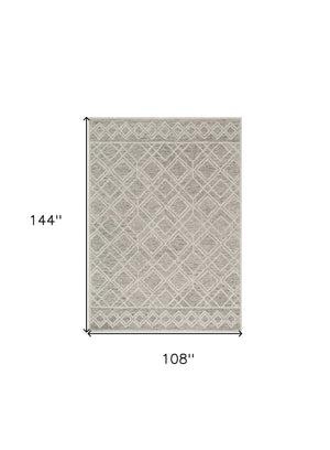 Homeroots 9' X 12' Sand Beige Hand Tufted Diamond Pattern Indoor Area Rug  Wool 350504