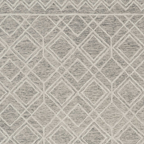 Homeroots 9' X 12' Sand Beige Hand Tufted Diamond Pattern Indoor Area Rug  Wool 350504