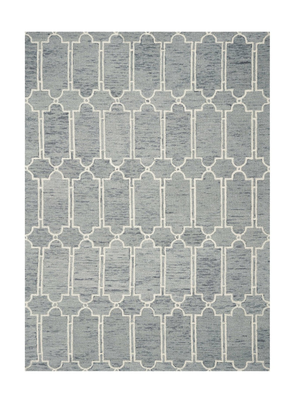 HomeRoots 9' Hand-Tufted Wool Area Rug in Slate Blue and Ivory - Modern Geometric Design for Cozy Spaces 9' X 12' 350505