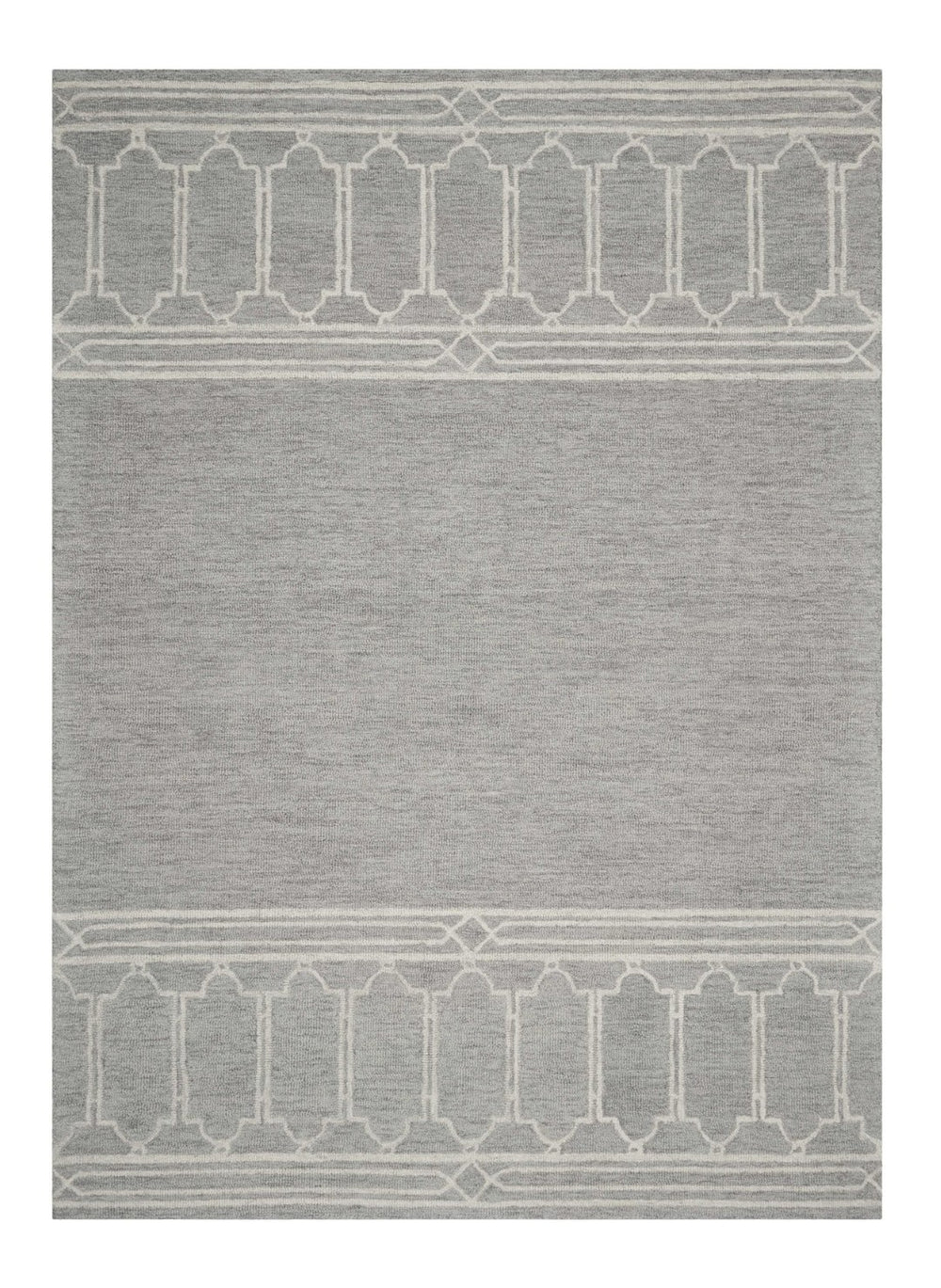 HomeRoots 9' Gray and Ivory Wool Geometric Hand-Tufted Area Rug - Modern Style for Living Spaces & Bedrooms 9' X 12' 350506