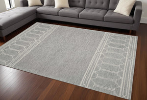 Homeroots 9' X 12' Grey Hand Tufted Geometric Indoor Area Rug  Wool 350506