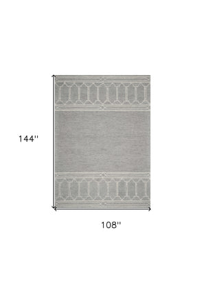 Homeroots 9' X 12' Grey Hand Tufted Geometric Indoor Area Rug  Wool 350506