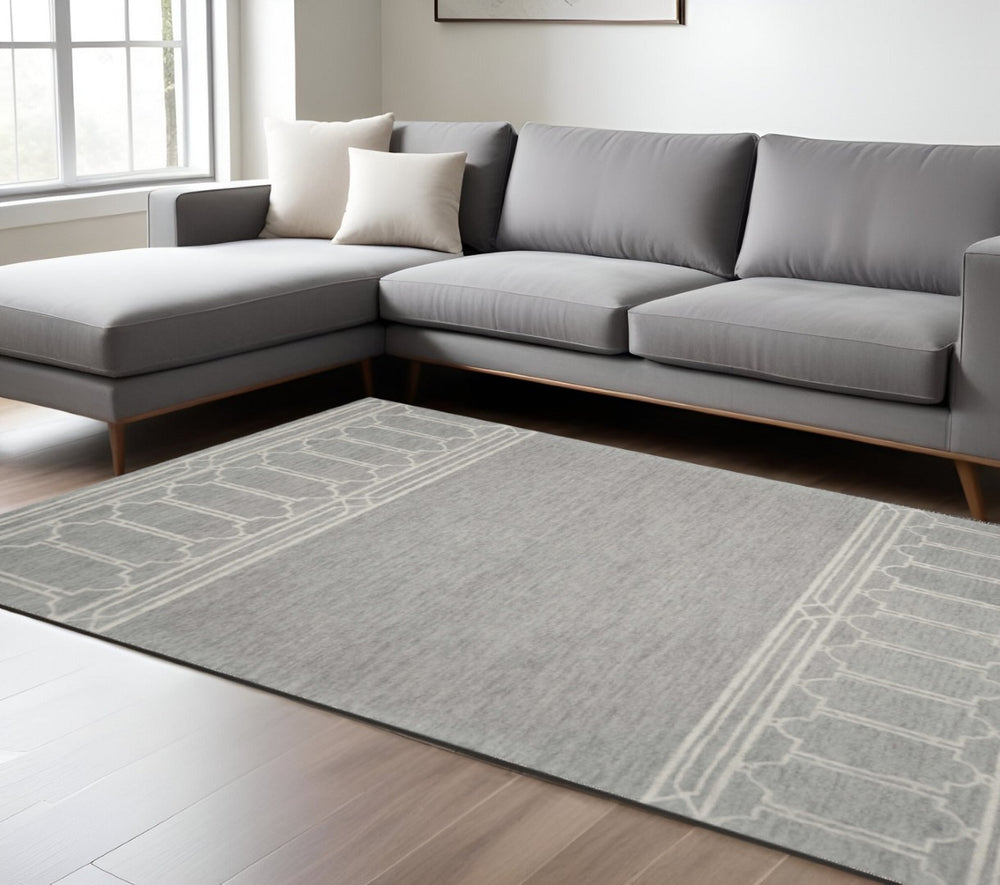 HomeRoots 9' Gray and Ivory Wool Geometric Hand-Tufted Area Rug - Modern Style for Living Spaces & Bedrooms 9' X 12' 350506