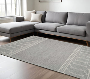 HomeRoots 9' Gray and Ivory Wool Geometric Hand-Tufted Area Rug - Modern Style for Living Spaces & Bedrooms 9' X 12' 350506
