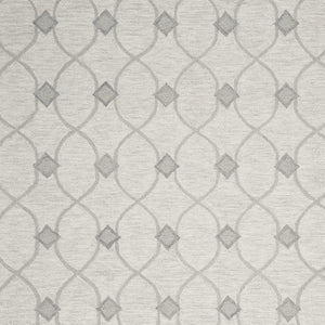 HomeRoots 9' Luxurious Ivory and Gray Wool Ogee Hand-Tufted Area Rug for Elegant Contemporary Spaces 9' X 12' 350508