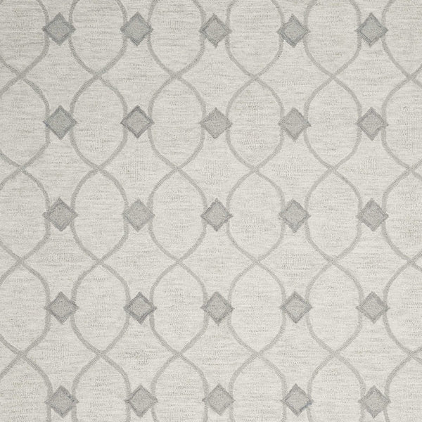 HomeRoots 9' Luxurious Ivory and Gray Wool Ogee Hand-Tufted Area Rug for Elegant Contemporary Spaces 9' X 12' 350508