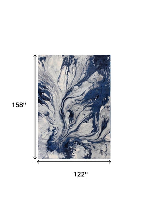 HomeRoots 9' Modern Blue-Gray and Ivory Abstract Area Rug – Durable, Stain-Resistant Design for Stylish Spaces 9' X 13' 350515