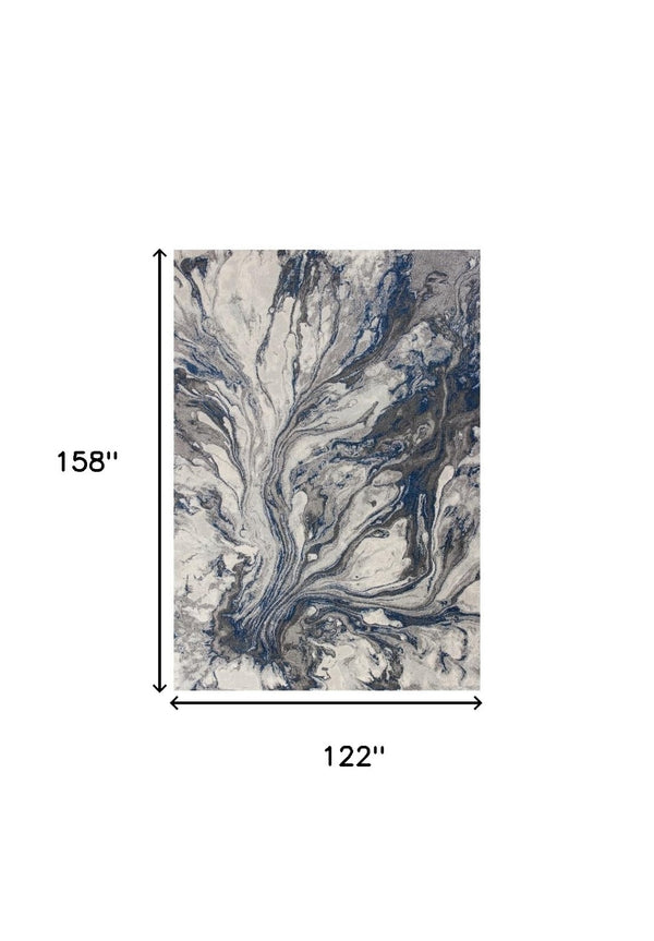 HomeRoots 10' Blue and Gray Abstract Area Rug – Modern Design for Living Rooms, Durable, Easy to Maintain 10' X 13' 350516