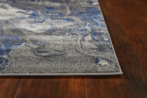 HomeRoots 10' Blue and Gray Abstract Area Rug – Modern Design for Living Rooms, Durable, Easy to Maintain 10' X 13' 350516