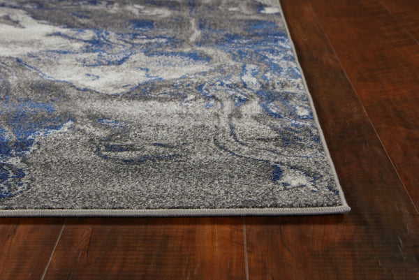 HomeRoots 10' Blue and Gray Abstract Area Rug – Modern Design for Living Rooms, Durable, Easy to Maintain 10' X 13' 350516