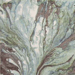 HomeRoots 9' Contemporary Abstract Area Rug in Green and Brown - Durable, Stylish, and Low-Maintenance Design 9' X 13' 350517