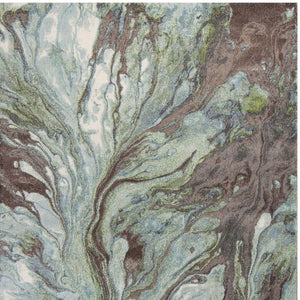 HomeRoots 9' Contemporary Abstract Area Rug in Green and Brown - Durable, Stylish, and Low-Maintenance Design 9' X 13' 350517
