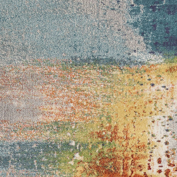 HomeRoots 10' Bold Blue, Rust, and Orange Abstract Area Rug - Durable, Modern Design for Living Spaces 10' X 13' 350518