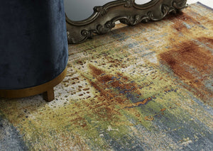 HomeRoots 10' Bold Blue, Rust, and Orange Abstract Area Rug - Durable, Modern Design for Living Spaces 10' X 13' 350518