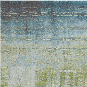 HomeRoots 9' Contemporary Blue and Green Abstract Area Rug - Durable, Stylish, and Ideal for Busy Homes 9' X 13' 350519
