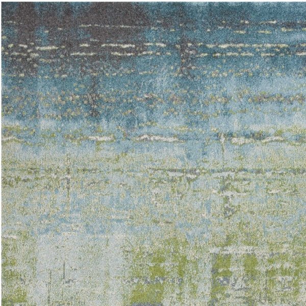 HomeRoots 9' Contemporary Blue and Green Abstract Area Rug - Durable, Stylish, and Ideal for Busy Homes 9' X 13' 350519