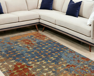 Homeroots 9' X 13'  Polypropylene Blue Or  Coral  Area Rug  Polypropylene 350521