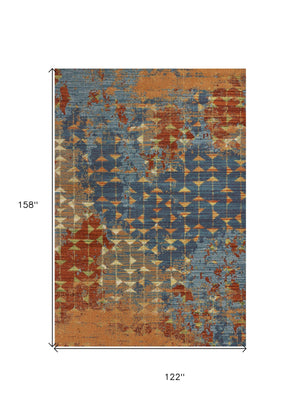 Homeroots 9' X 13'  Polypropylene Blue Or  Coral  Area Rug  Polypropylene 350521