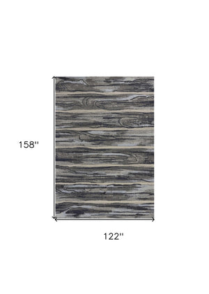 HomeRoots 10' Modern Abstract Area Rug in Gray, Blue, and Black - Soft, Durable, and Stain-Resistant Design 10' X 13' 350522