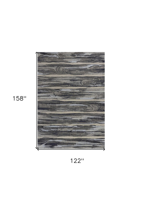 HomeRoots 10' Modern Abstract Area Rug in Gray, Blue, and Black - Soft, Durable, and Stain-Resistant Design 10' X 13' 350522