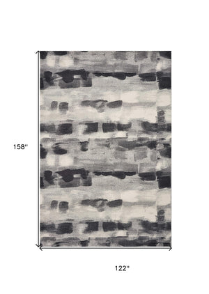 HomeRoots 10' Contemporary Abstract Area Rug in Gray, Black, and Ivory - Durable, Stylish, Easy to Clean 10' X 13' 350524