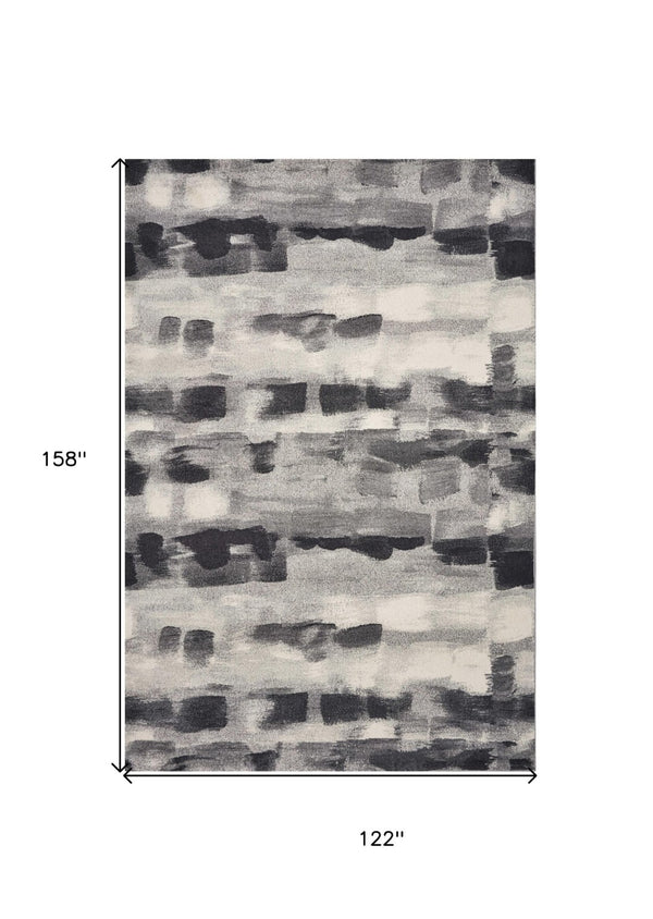 HomeRoots 10' Contemporary Abstract Area Rug in Gray, Black, and Ivory - Durable, Stylish, Easy to Clean 10' X 13' 350524