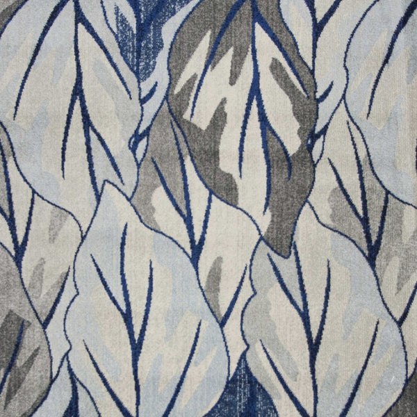 HomeRoots 10' Gray and Navy Blue Botanical Leaves Area Rug - Stylish, Durable Design for Modern Living Spaces 10' X 13' 350527