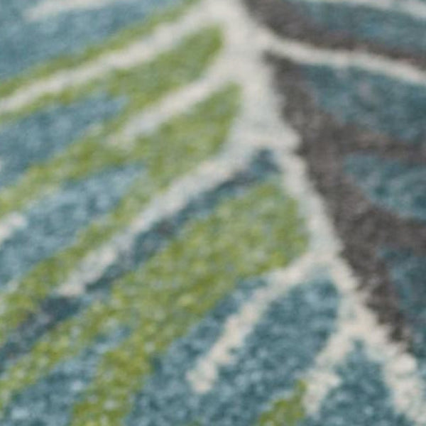 HomeRoots 9' Tropical Botanical Area Rug in Beige, Teal & Green - Durable, Stylish & Easy to Clean for Any Space 9' X 13' 350528