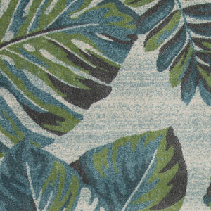 HomeRoots 9' Tropical Botanical Area Rug in Beige, Teal & Green - Durable, Stylish & Easy to Clean for Any Space 9' X 13' 350528