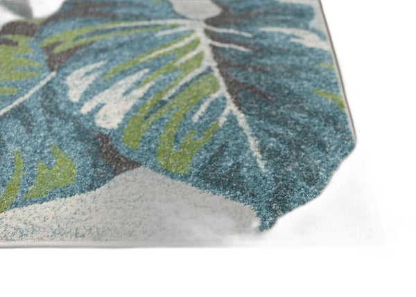 HomeRoots 9' Tropical Botanical Area Rug in Beige, Teal & Green - Durable, Stylish & Easy to Clean for Any Space 9' X 13' 350528
